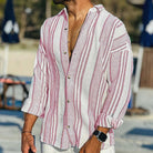 Linen Shirt | Striped | Loose Fit | Long Sleeve Shirt | Men's Shirt-Shirts-Chaps London-Pink-S-Chaps London