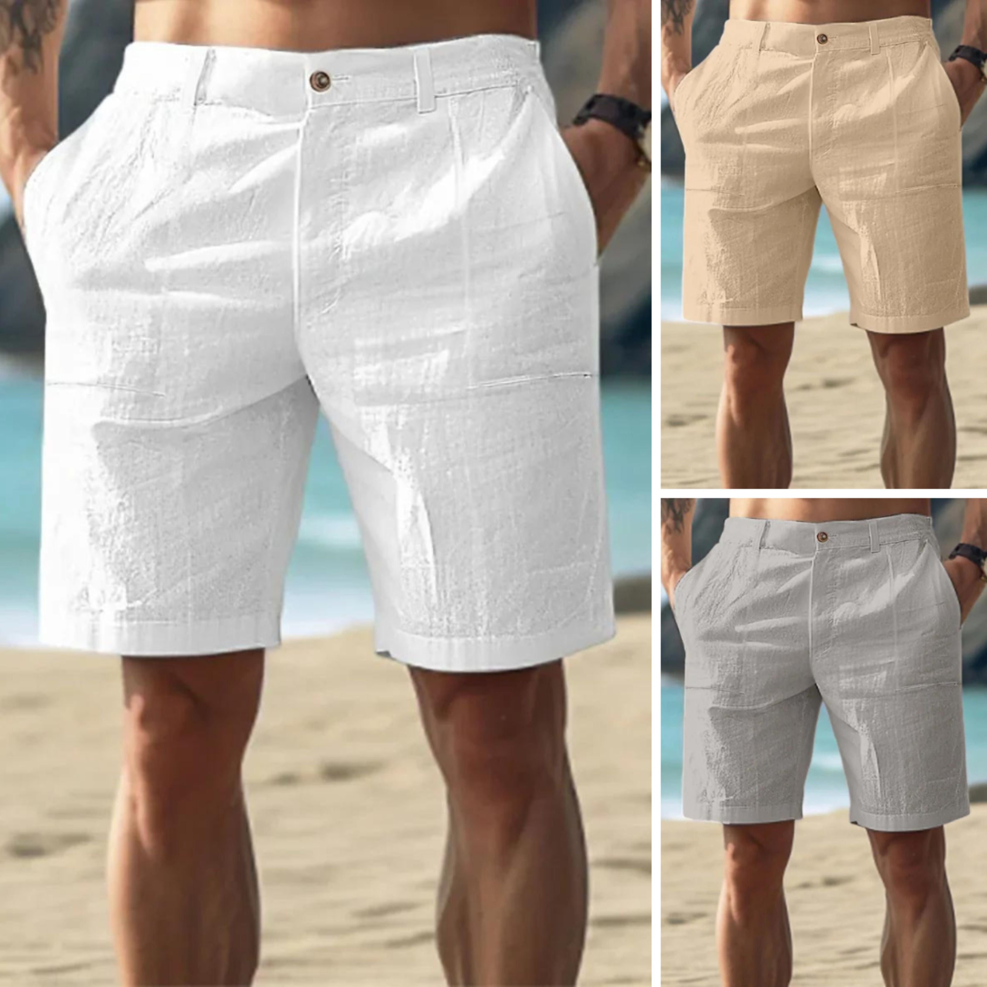 Linen Shorts - Men's Lightweight Loose Fit Summer Shorts-Shorts-Chaps London-Chaps London