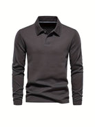 Long Sleeve Polo Shirt - Plain Collared Men's Polo-Men’s Long Sleeve Polo Shirt-Chaps London-Black-S-Chaps London