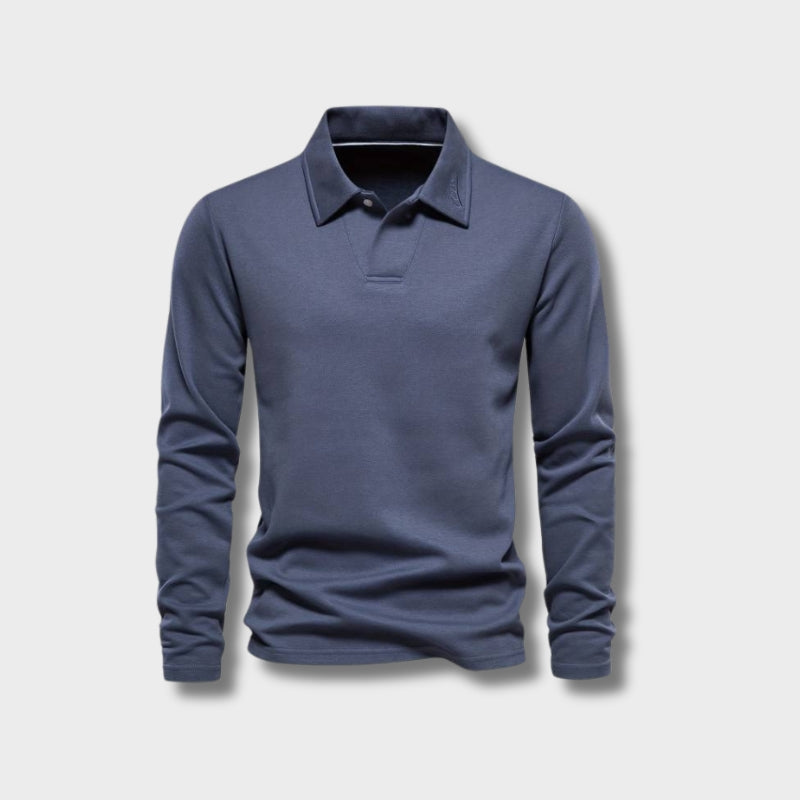 Long Sleeve Polo Shirt - Plain Collared Men's Polo-Men’s Long Sleeve Polo Shirt-Chaps London-Chaps London