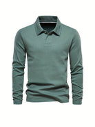 Long Sleeve Polo Shirt - Plain Collared Men's Polo-Men’s Long Sleeve Polo Shirt-Chaps London-Chaps London