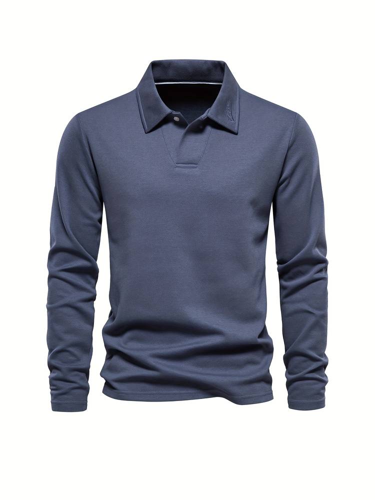 Long Sleeve Polo Shirt - Plain Collared Men's Polo-Men’s Long Sleeve Polo Shirt-Chaps London-Chaps London