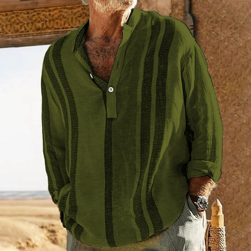 Long Sleeve Shirt | Button-Up | Loose Fit | Casual Shirt | Men's Shirts -Chaps London-Green-S-Chaps London