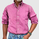 Long Sleeve Shirt - Casual - Collared - Button-Up Shirt - Men's Shirts-Shirts-Chaps London-Dark Pink-S-Chaps London