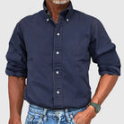 Long Sleeve Shirt - Casual - Collared - Button-Up Shirt - Men's Shirts-Shirts-Chaps London-Navy Blue-S-Chaps London
