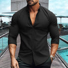 Long Sleeve Shirt - Men's Breathable Collared Button Up-Men's Top-Chaps London-Black-S-Chaps London