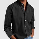 Long Sleeve Shirt - Men's Regular Fit Collared-Shirts-Chaps London-Black-S-Chaps London
