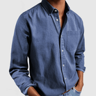 Long Sleeve Shirt - Men's Regular Fit Collared-Shirts-Chaps London-Blue-S-Chaps London