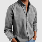 Long Sleeve Shirt - Men's Regular Fit Collared-Shirts-Chaps London-Grey-S-Chaps London