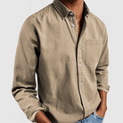 Long Sleeve Shirt - Men's Regular Fit Collared-Shirts-Chaps London-Khaki-S-Chaps London