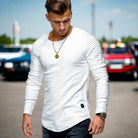 Long Sleeve T-Shirt - Casual - Crew Neck - Sweater - Men's Clothing-T-Shirts-Chaps London-White-XS-Chaps London