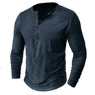 Long Sleeve T-Shirt - Half Buttoned - Pullover - Henley Shirt - Men's Shirt-Shirt heren-Chaps London-Blue-S-Chaps London