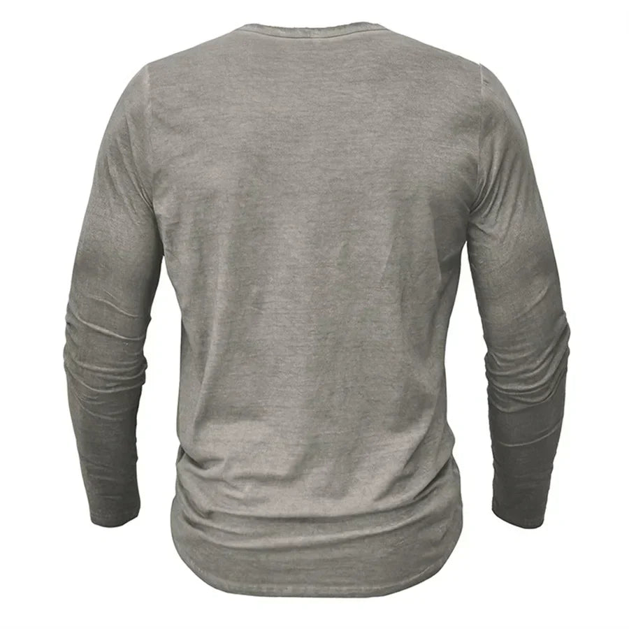 Long Sleeve T-Shirt - Half Buttoned - Pullover - Henley Shirt - Men's Shirt-Shirt heren-Chaps London-Chaps London