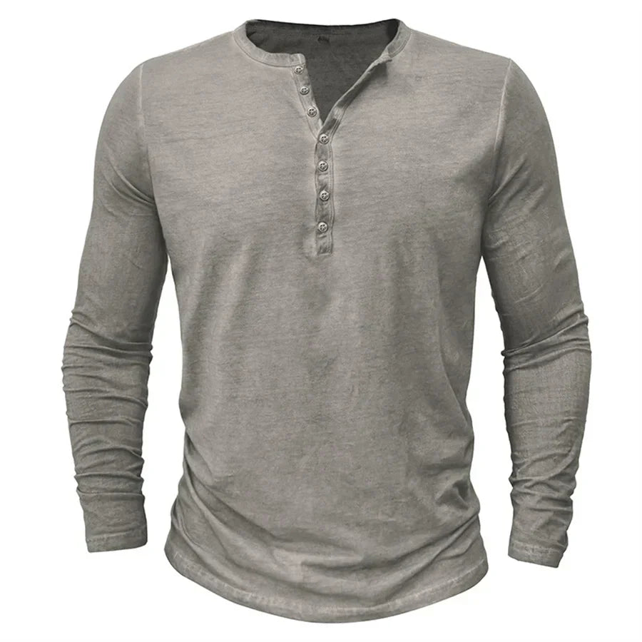 Long Sleeve T-Shirt - Half Buttoned - Pullover - Henley Shirt - Men's Shirt-Shirt heren-Chaps London-Chaps London