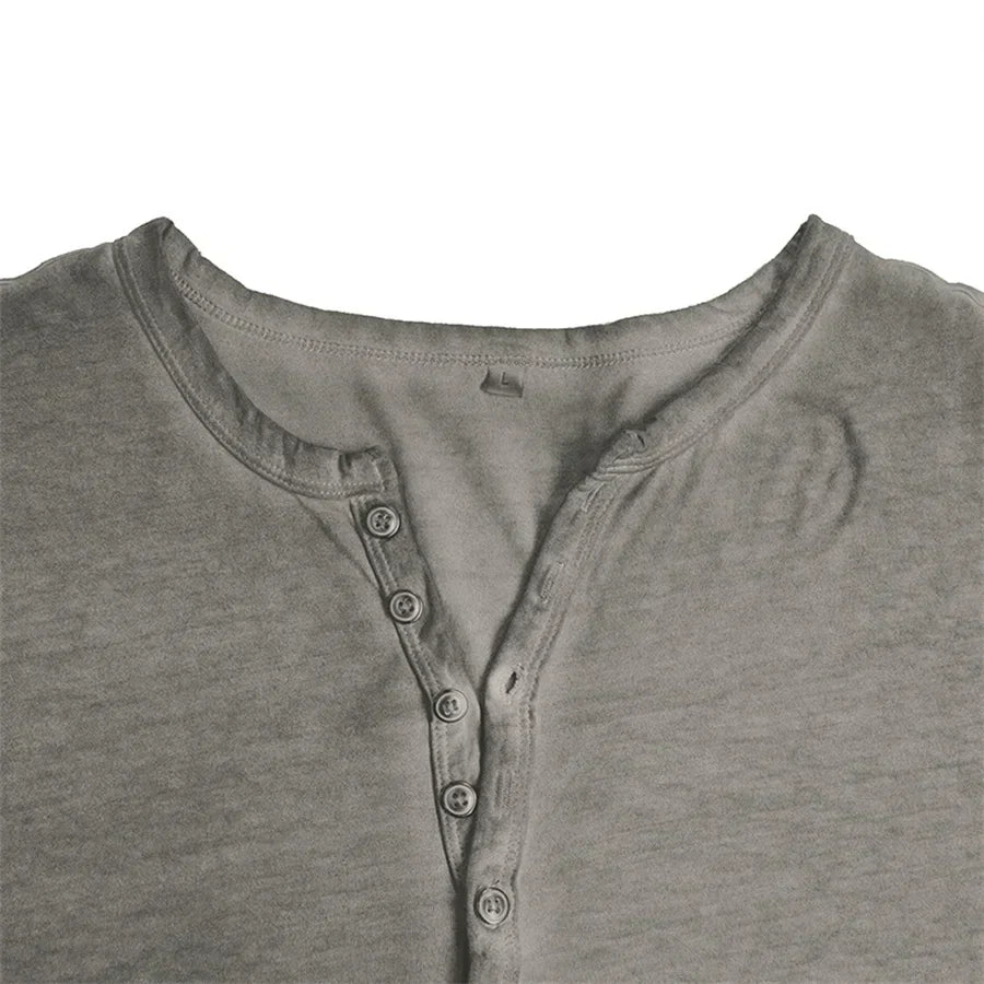 Long Sleeve T-Shirt - Half Buttoned - Pullover - Henley Shirt - Men's Shirt-Shirt heren-Chaps London-Chaps London
