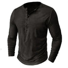 Long Sleeve T-Shirt - Half Buttoned - Pullover - Henley Shirt - Men's Shirt-Shirt heren-Chaps London-Dark Gray-S-Chaps London