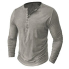 Long Sleeve T-Shirt - Half Buttoned - Pullover - Henley Shirt - Men's Shirt-Shirt heren-Chaps London-Gray-S-Chaps London