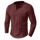 Long Sleeve T-Shirt - Half Buttoned - Pullover - Henley Shirt - Men's Shirt-Shirt heren-Chaps London-Red-S-Chaps London