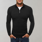Long Sleeve T-Shirt - Half Zip - Slim Fit - Quarter Zip Shirt - Men's Shirts-Chaps London-Black-M-Chaps London