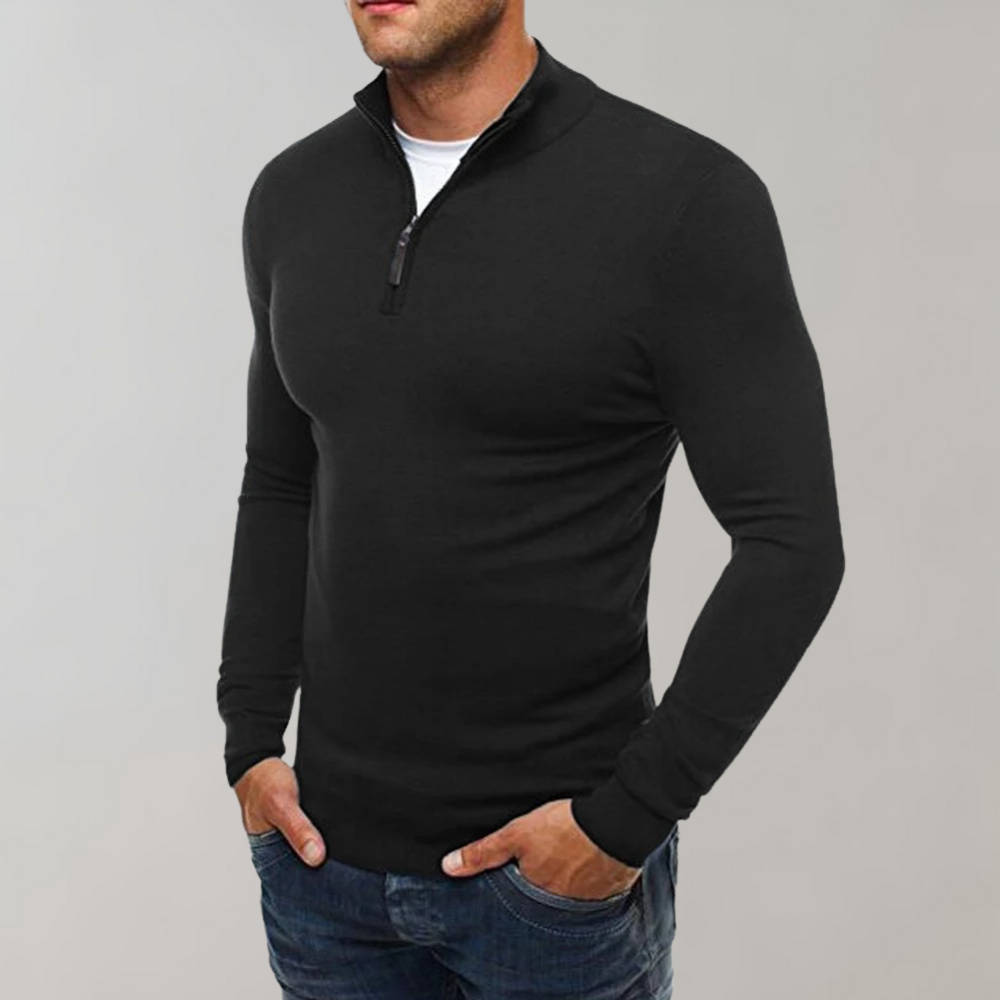 Long Sleeve T-Shirt - Men's Half Zip Slim Fit-T-Shirts-Chaps London-Chaps London