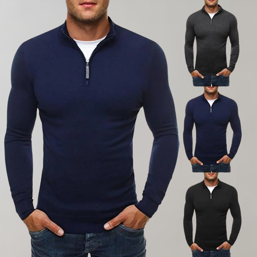 Long Sleeve T-Shirt - Men's Half Zip Slim Fit-T-Shirts-Chaps London-Chaps London