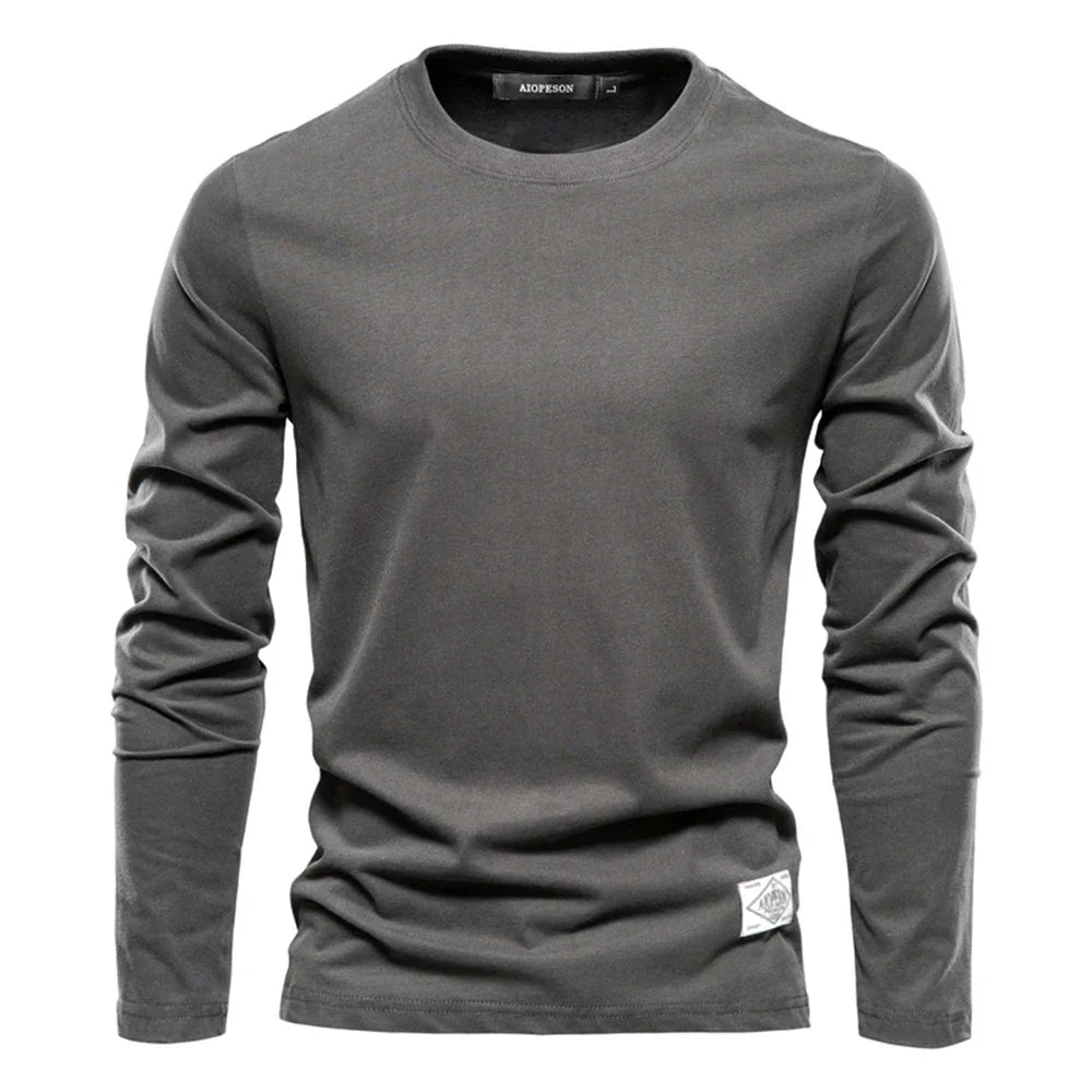 Long Sleeve T-Shirt - Men's Plain Crew Neck-T-shirt man-Chaps London-Dark Gray-S-Chaps London