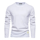 Long Sleeve T-Shirt - Men's Plain Crew Neck-T-shirt man-Chaps London-White-S-Chaps London