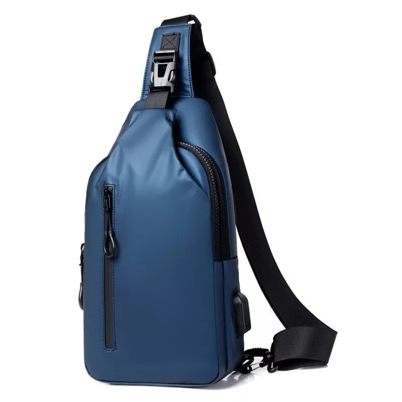 Men's Bag | Charging Port | Adjustable Strap | Waterproof Bag | Crossbody Bag-Shoulder Bag-Chaps London-Blue-Chaps London
