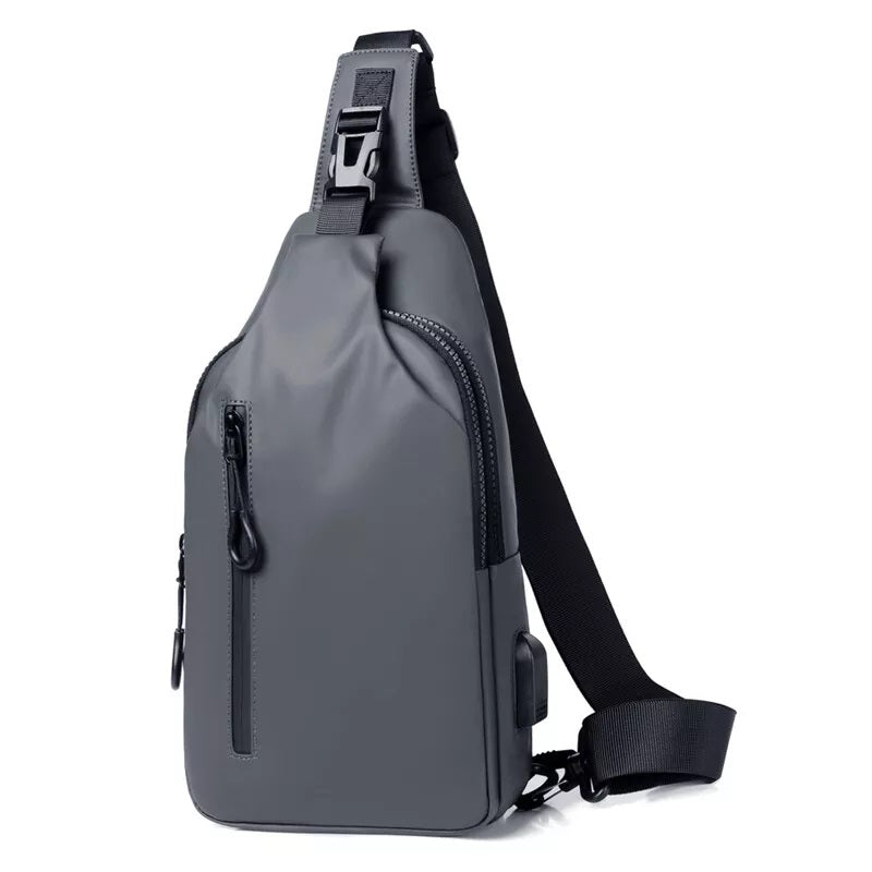 Men's Bag | Charging Port | Adjustable Strap | Waterproof Bag | Crossbody Bag-Shoulder Bag-Chaps London-Grey-Chaps London