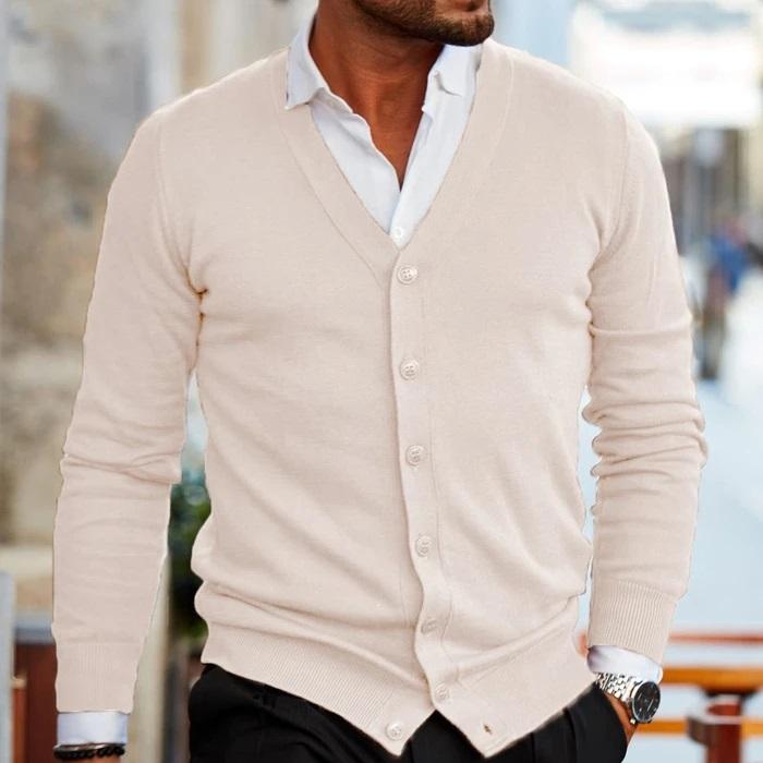 Men's Cardigan - V-Neck - Button-Up - Knit Cardigan - Cardigan Sweater-Cardigans-Chaps London-Chaps London