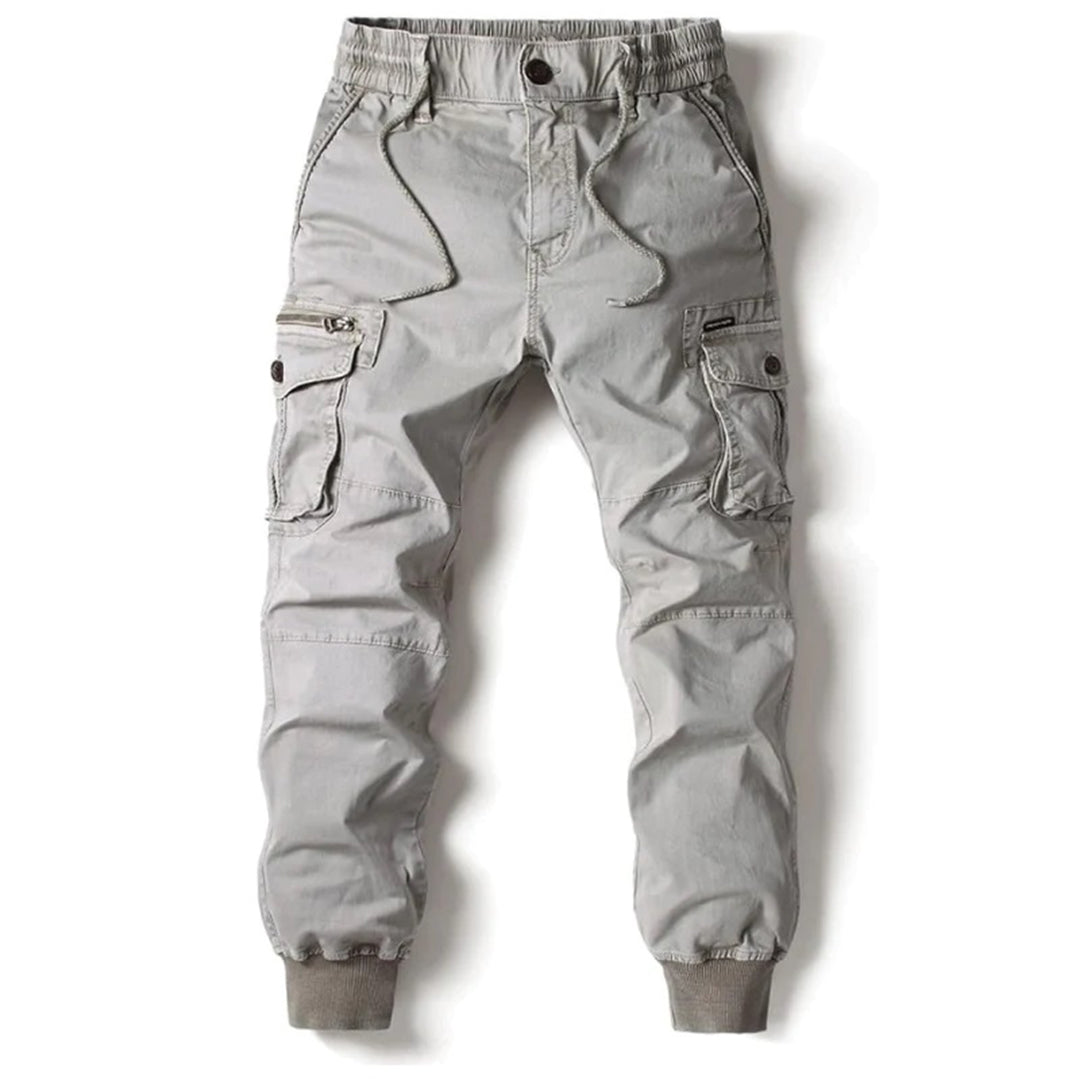 Men's Cargo Joggers | Drawstring | Pockets | Cargo Pants | Men's Pants-Chaps London-Light Gray-29-Chaps London