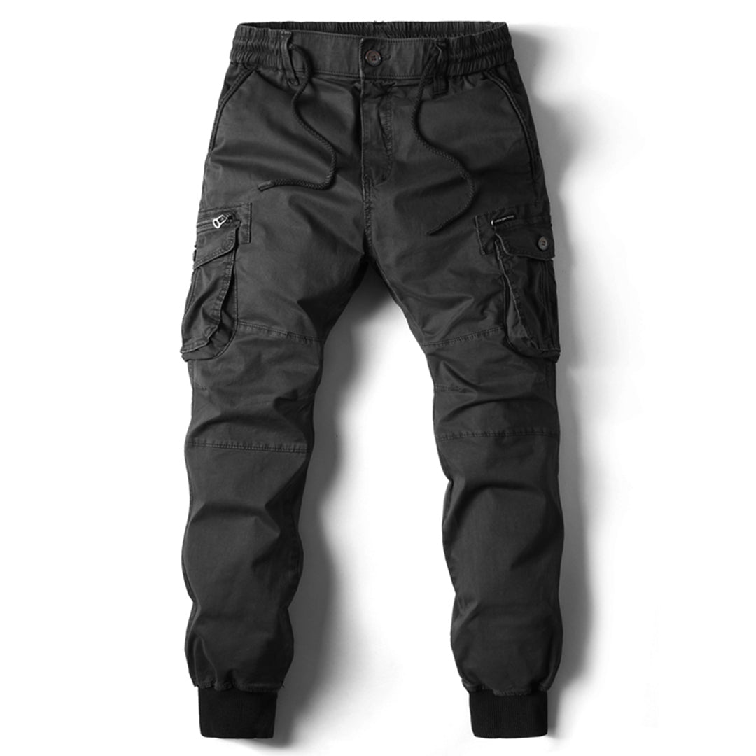 Men's Cargo Joggers | Drawstring | Pockets | Cargo Pants | Men's Pants-Chaps London-Midnight Black-29-Chaps London