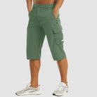 Men's Cargo Pants | Casual | Pockets | Cargo Shorts | Men's Pants-Cargo Shorts-Chaps London-Green-M-Chaps London