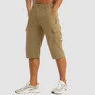Men's Cargo Pants | Casual | Pockets | Cargo Shorts | Men's Pants-Cargo Shorts-Chaps London-Khaki-M-Chaps London