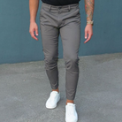 Men's Chinos - Casual Stretchy Slim Fit Chino Pants-Pantalon-Chaps London-Grey-XS-Chaps London