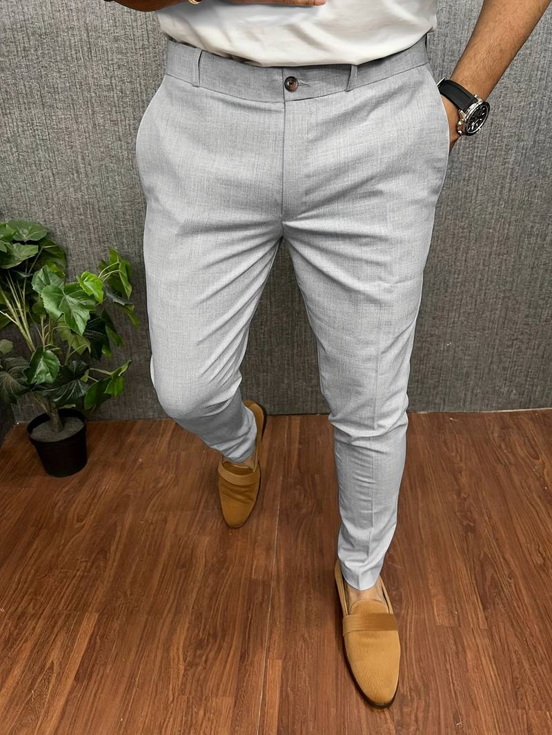 Men's Chinos | Classic | Slim Fit | Chino Pants | Men's Trousers-Chaps London-Grey-S-Chaps London