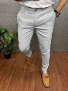 Men's Chinos | Classic | Slim Fit | Chino Pants | Men's Trousers-Chaps London-Grey-S-Chaps London