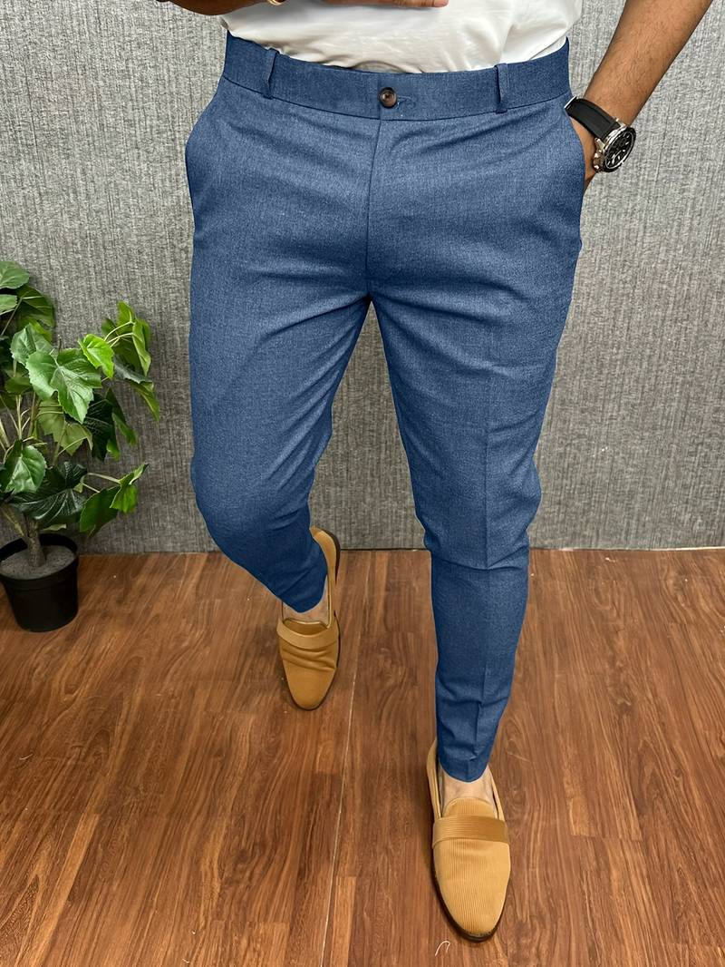 Men's Chinos | Classic | Slim Fit | Chino Pants | Men's Trousers-Chaps London-Light Blue-S-Chaps London