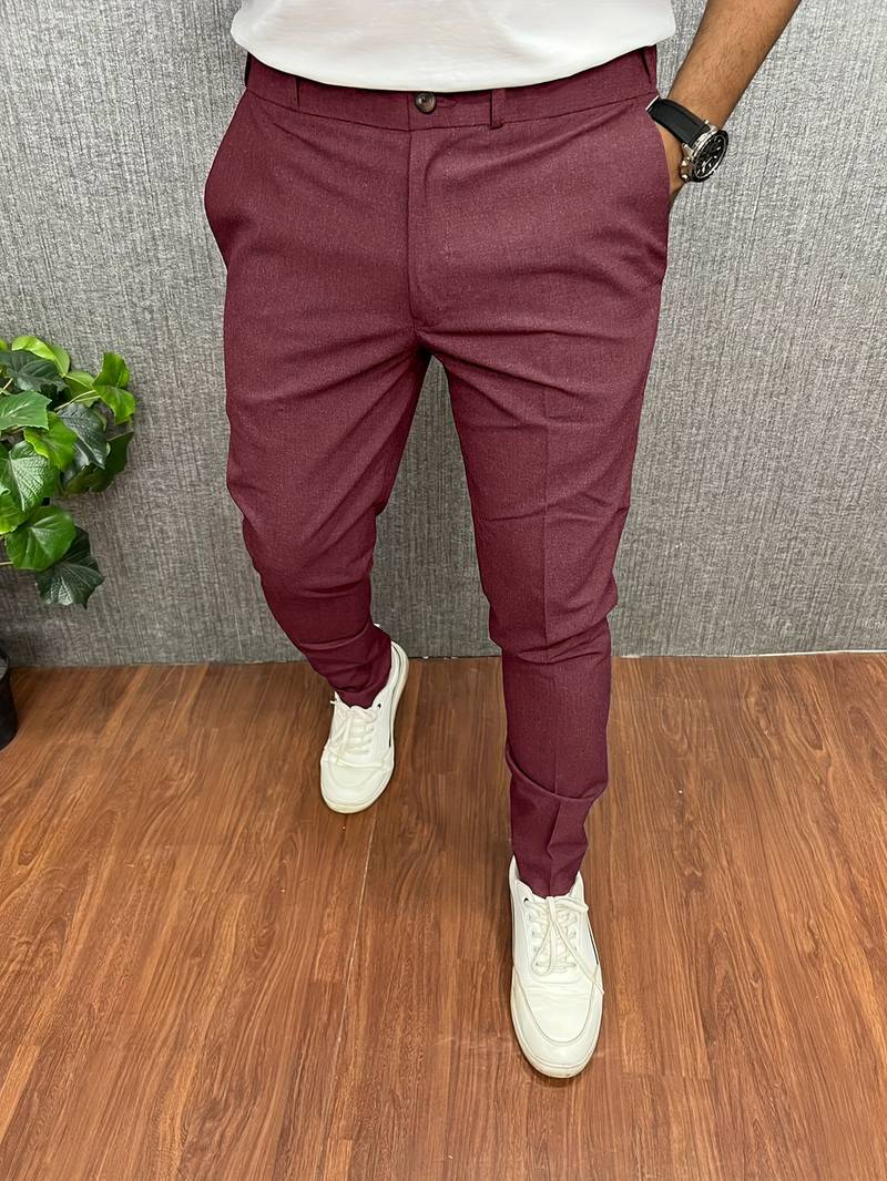 Men's Chinos | Classic | Slim Fit | Chino Pants | Men's Trousers-Chaps London-Red-S-Chaps London