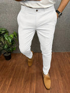 Men's Chinos | Classic | Slim Fit | Chino Pants | Men's Trousers-Chaps London-White-S-Chaps London