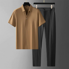 Men's Co-Ord Set | T-Shirt | Slack Pants | Two-Piece Set | Men's Clothing-Chaps London-Brown-XS-Chaps London