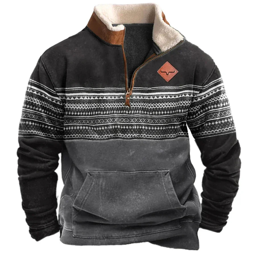 Men's Half Zip Pullover - Warm - Winter - Fleece Pullover - Men's Quarter Zip Sweater-Men's Quarter Zip Pullover Sweater-Chaps London-S-Chaps London