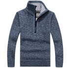 Men's Half Zip Sweater | Knitted | Pullover | Men's Quarter Zip Jumper | Winter Clothes-Sweater-Chaps London-Blue-XS-Chaps London