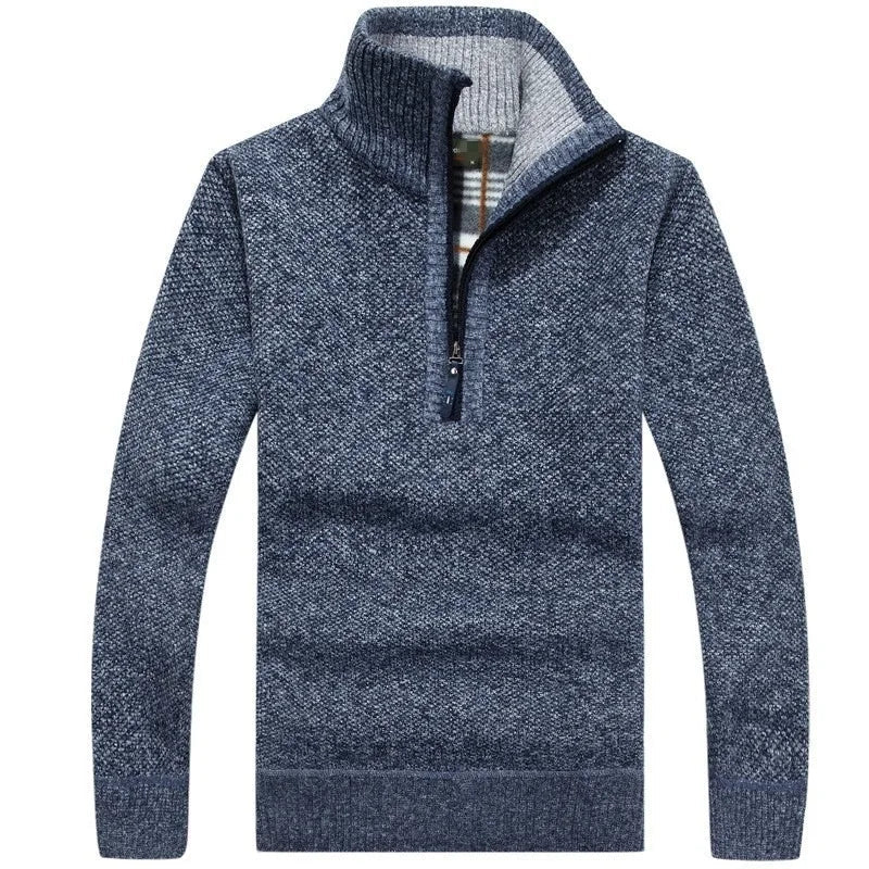 Men's Half Zip Sweater | Knitted | Pullover | Men's Quarter Zip Jumper | Winter Clothes-Sweater-Chaps London-Blue-XS-Chaps London