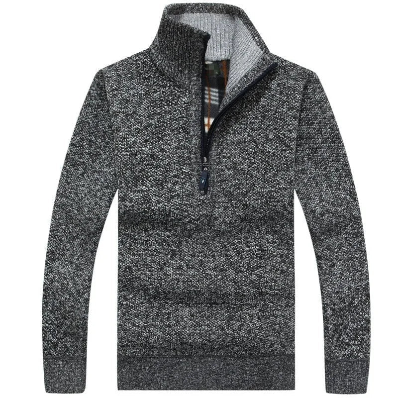 Men's Half Zip Sweater | Knitted | Pullover | Men's Quarter Zip Jumper | Winter Clothes-Sweater-Chaps London-Dark Gray-XS-Chaps London