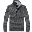 Men's Half Zip Sweater | Knitted | Pullover | Men's Quarter Zip Jumper | Winter Clothes-Sweater-Chaps London-Dark Gray-XS-Chaps London