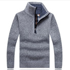 Men's Half Zip Sweater | Knitted | Pullover | Men's Quarter Zip Jumper | Winter Clothes-Sweater-Chaps London-Light Gray-XS-Chaps London
