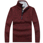 Men's Half Zip Sweater | Knitted | Pullover | Men's Quarter Zip Jumper | Winter Clothes-Sweater-Chaps London-Red-XS-Chaps London