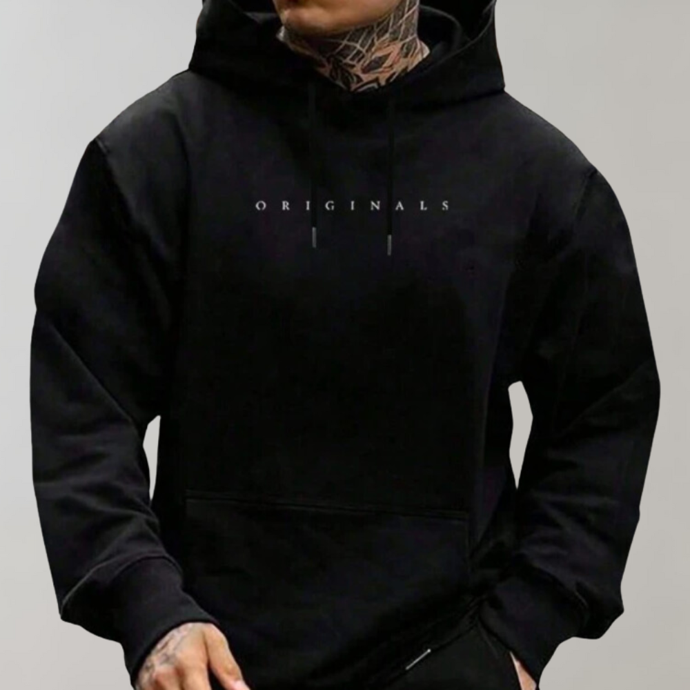 Men's Hoodie - Comfy Trendy Pullover Hoodie with Kangaroo Pocket-Hoodies-Chaps London-Black-S-Chaps London