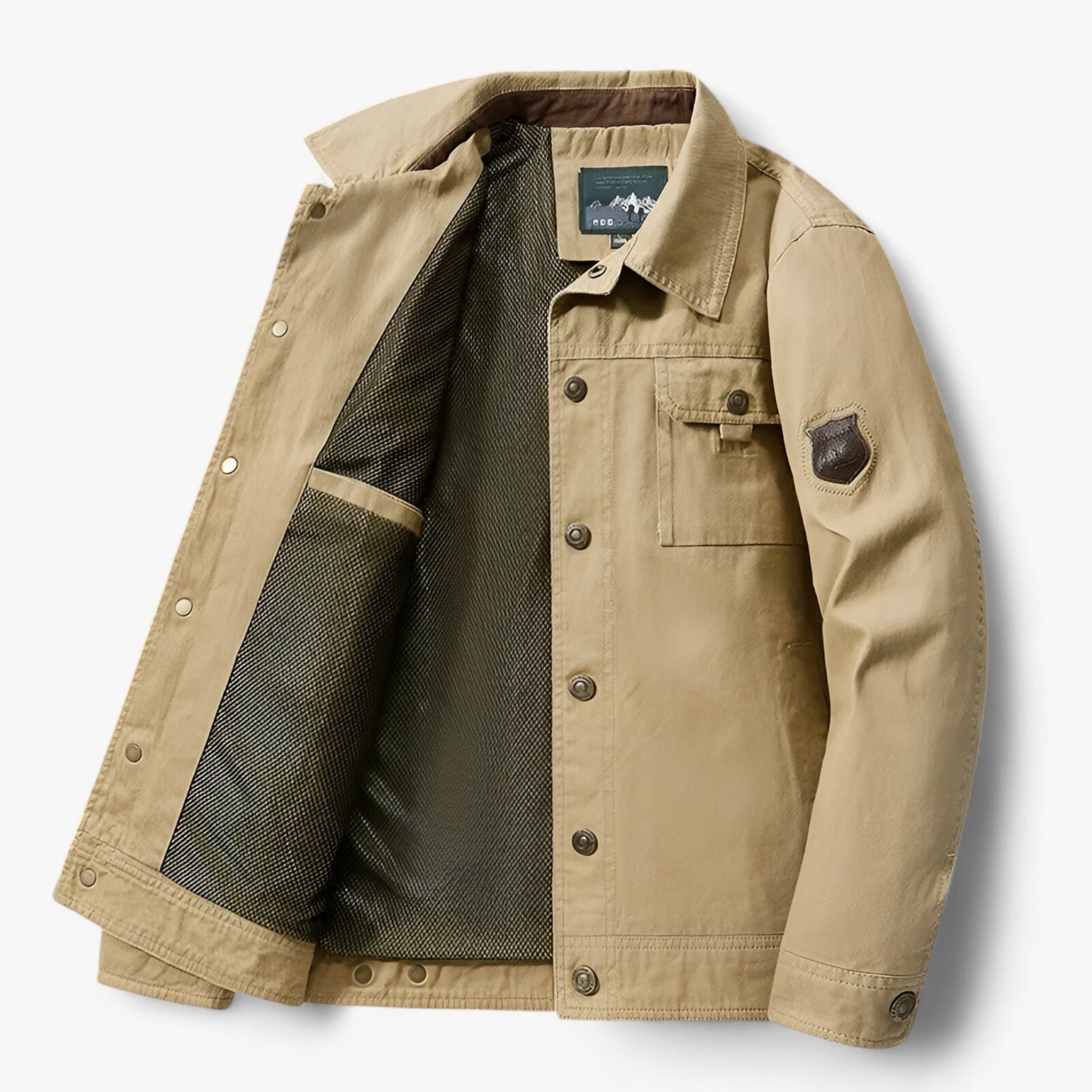Men's Jacket | Bomber | Button-Up | Cargo Jacket | Autumn Jacket-Jacket-Chaps London-Khaki-XXS-Chaps London